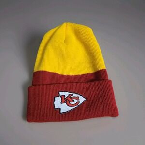 Kansas City Chiefs Beanie Hat Red Gold Yellow Knit Cap NFL Logo One Size